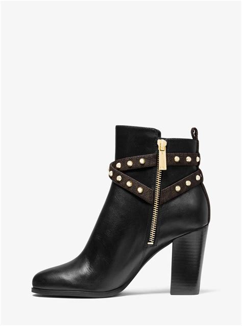 michael kors preston flat bootie|Preston Studded Leather Ankle Boot .